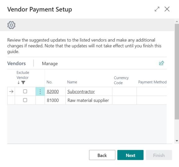 PM Vendor payment information - updated vendors