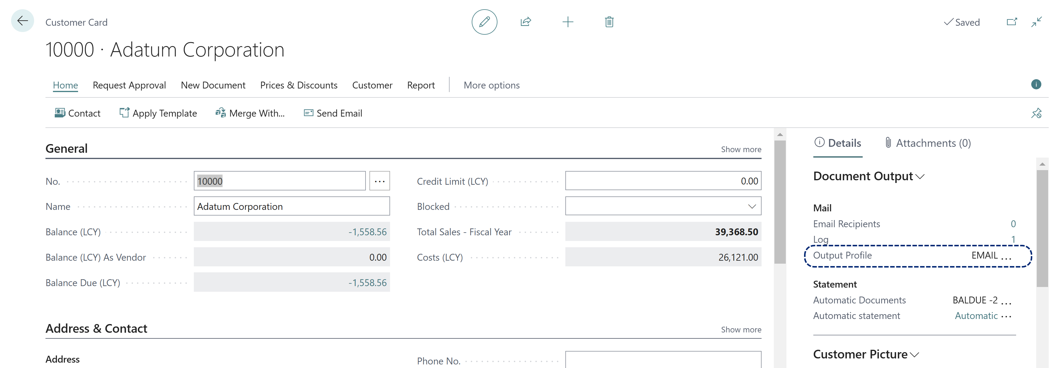 Customer Card_DO FactBox_Output Profile