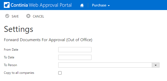 Out of office Continia Web Approval Portal