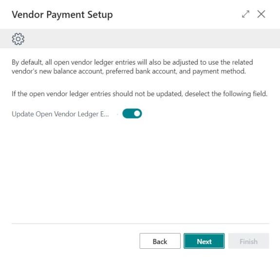 PM Vendor payment information update open entries