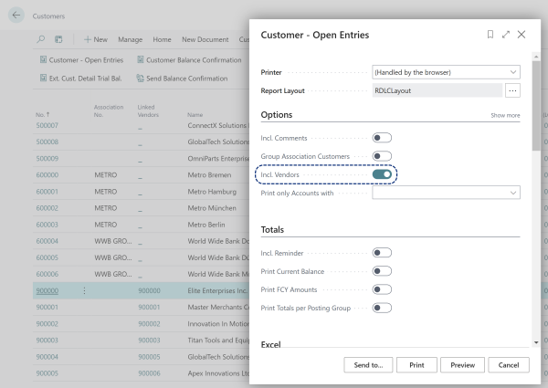 Customer Open Entries Include Vendors enable