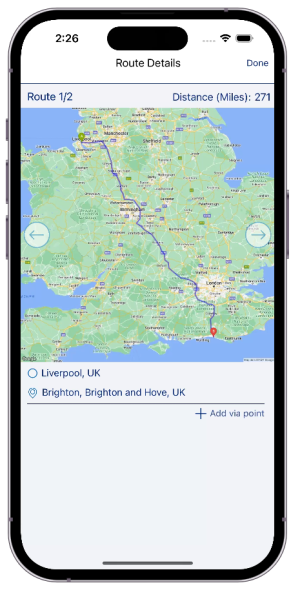 Expense App google maps route