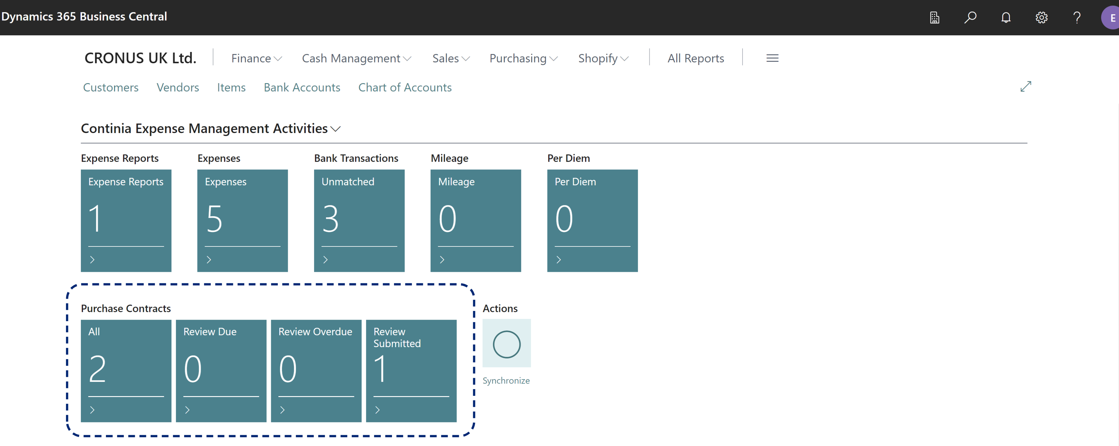 EM Purchase Contracts Module-2-Role Center Purchase Contracts CueGroup