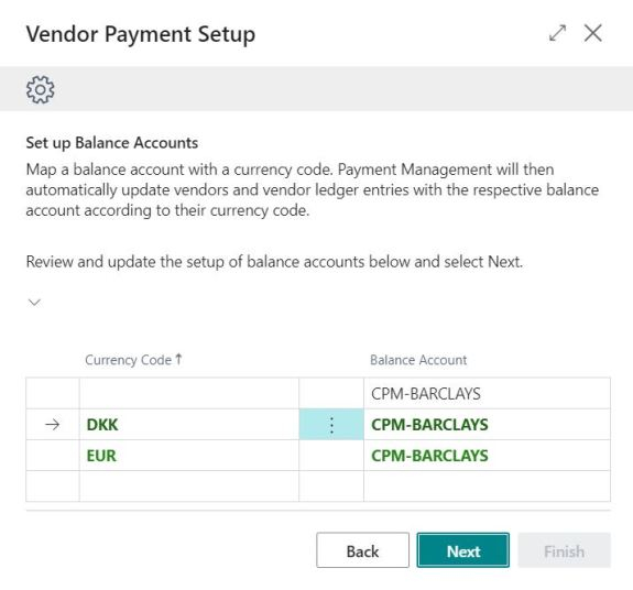 PM Vendor payment information balance accounts
