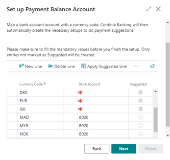 CB Setup payment bal acc guide