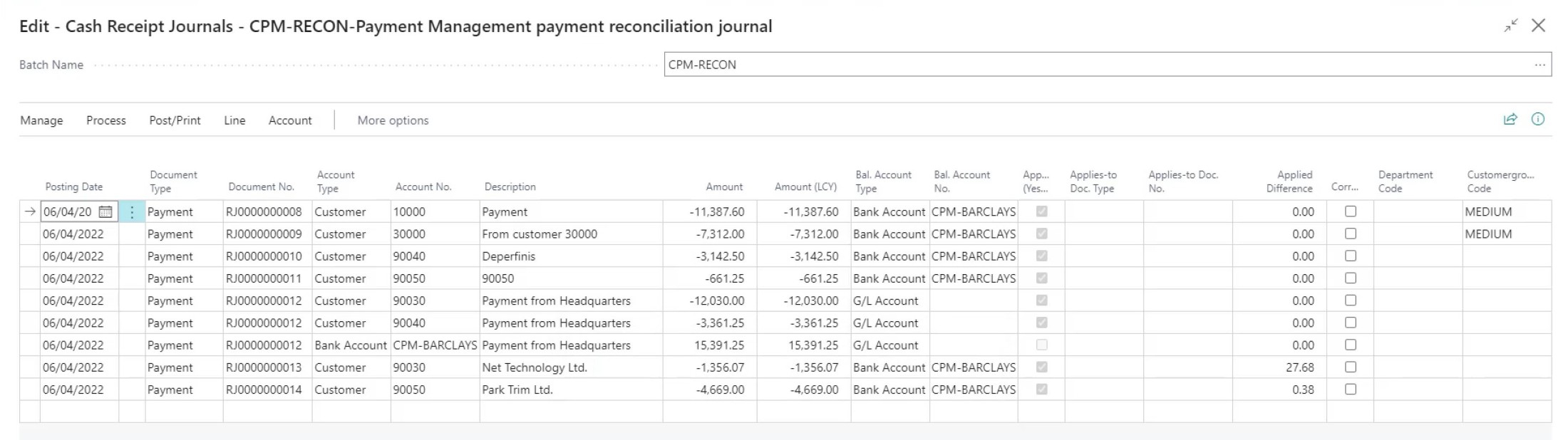 PM_Bank acc recon_cash receipt journal