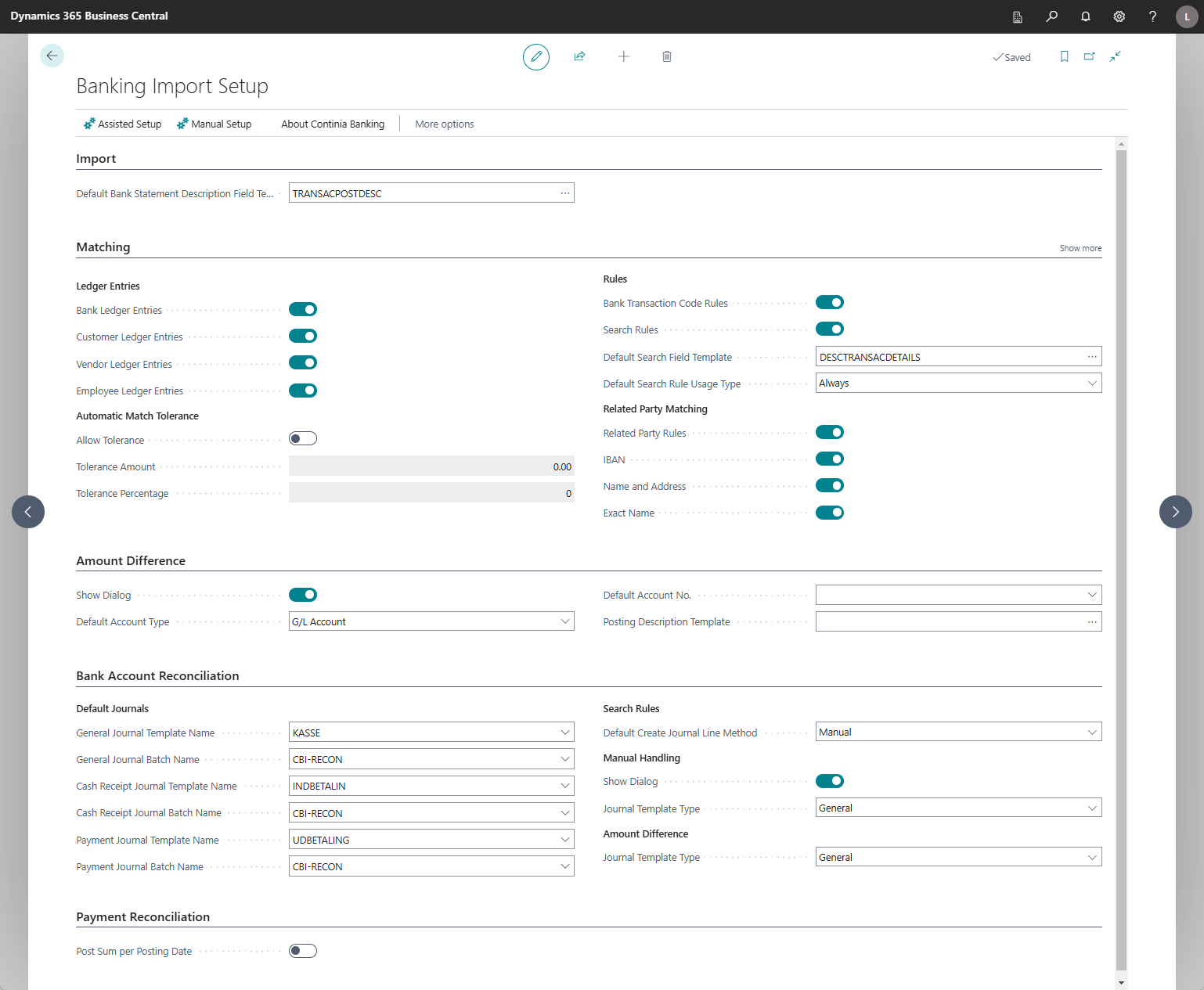 CB Banking Import Setup