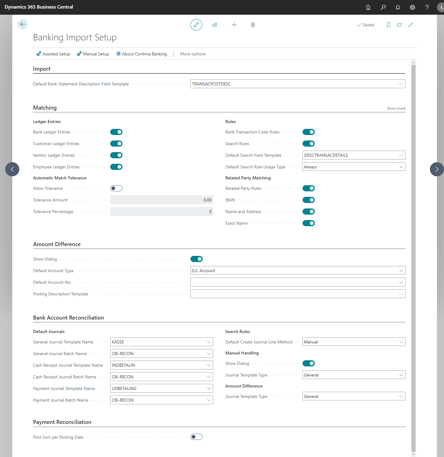 CB Banking Import Setup