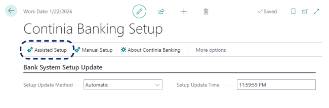 CB Continia Banking Setup Assisted setup