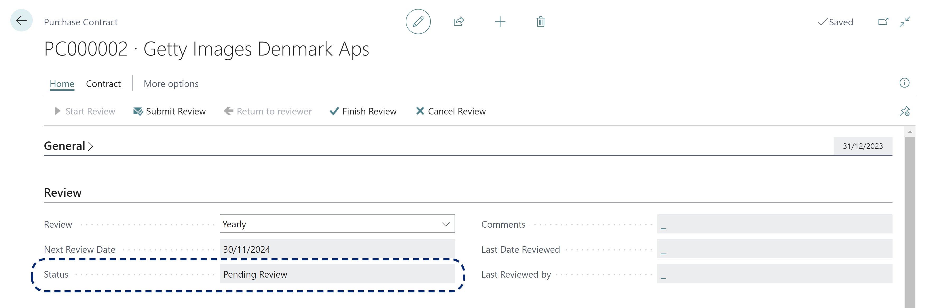 EM Purchase Contracts Module-9-Purchase Contract Review status