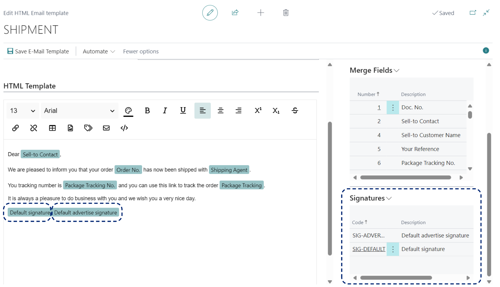 DO Learn Mod 1-6-Edit HTML E-Mail template Signature merge fields