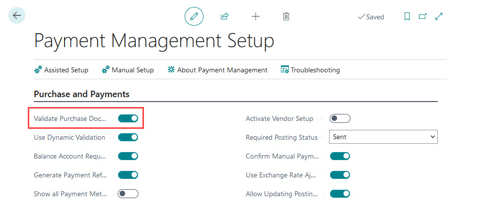 Payment Management turn off validation