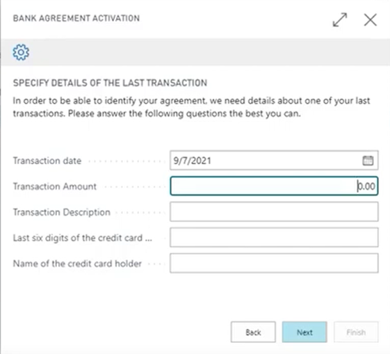 Bank agreement activation