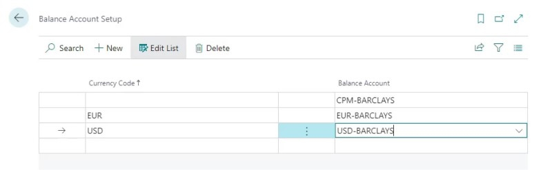 Set up balance accounts