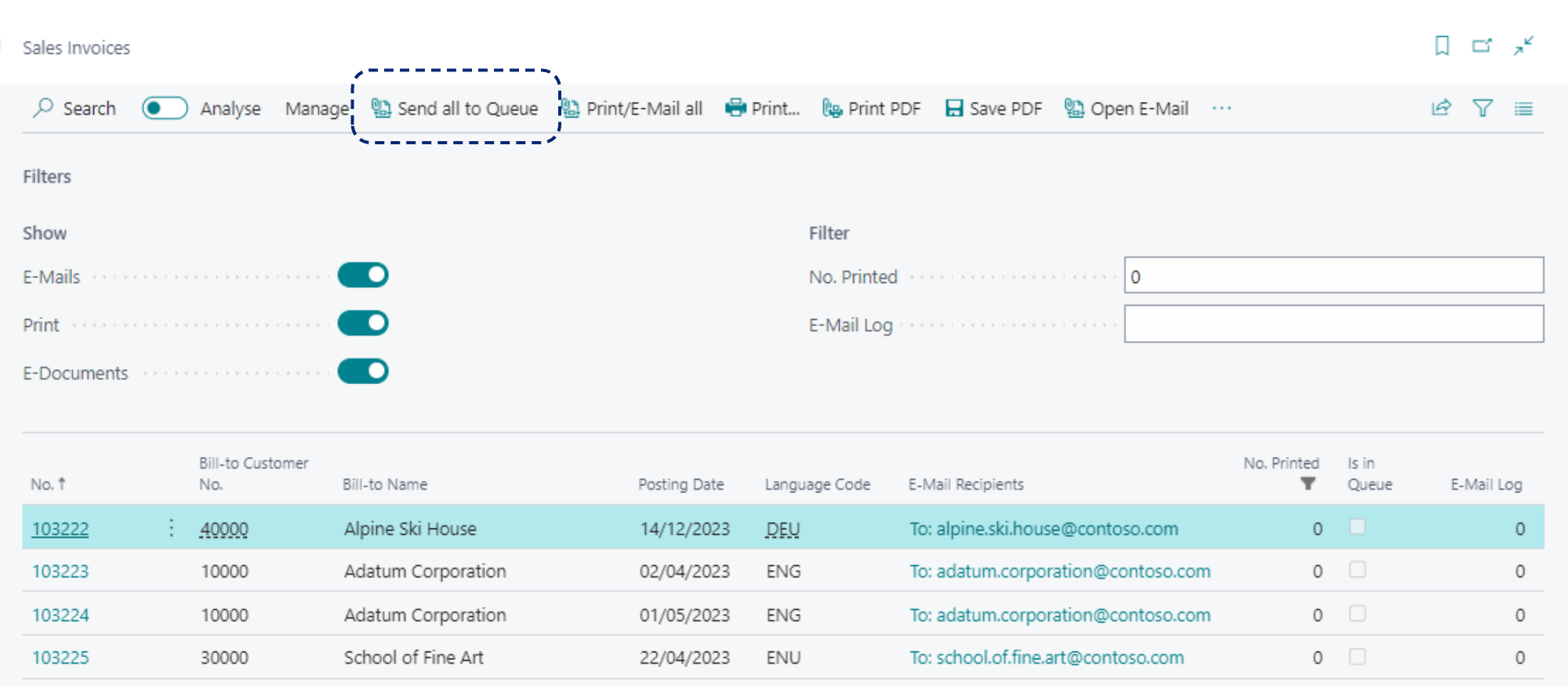 Send with the document queue